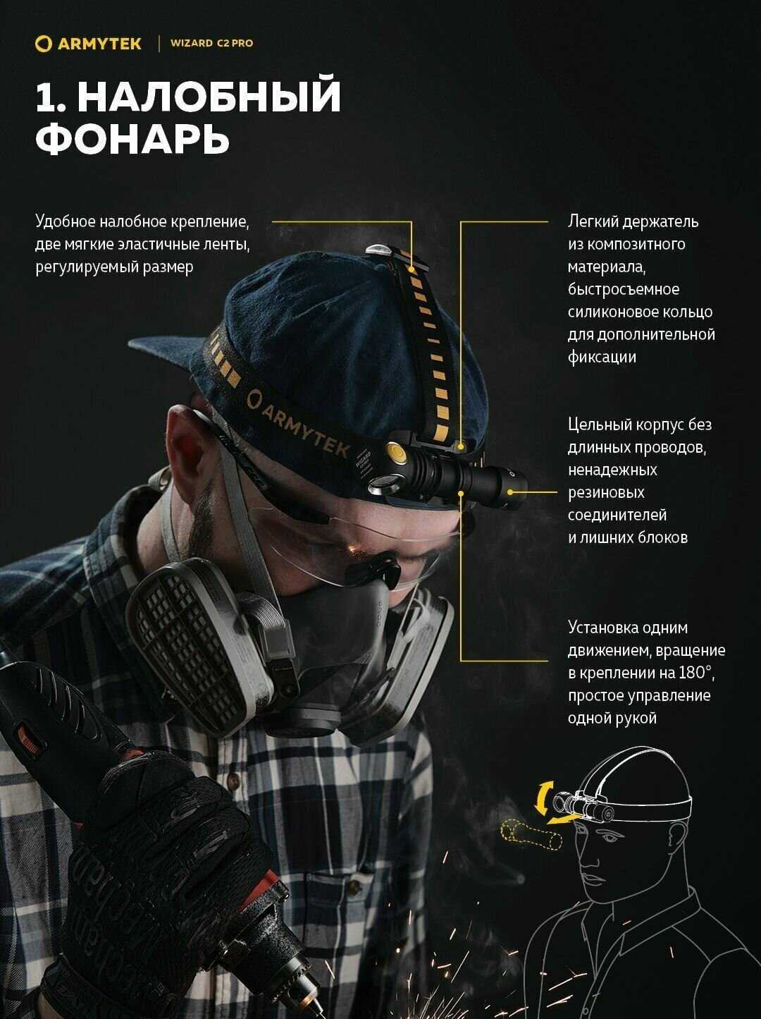 Налобный фонарь ArmyTek Wizard C2 Pro Magnet USB XHP50.2 фотография 5