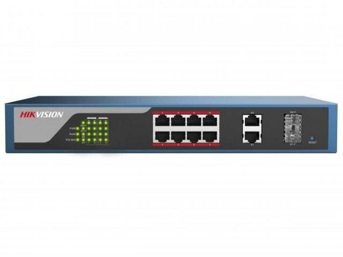 Коммутатор HIKVISION Hikvision DS-3E1310P-EI/M (L2) 8x100Мбит/с 2SFP 123W фотография 1