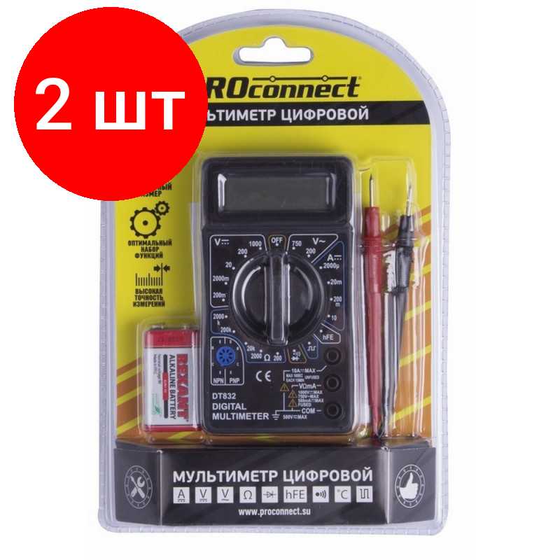 Комплект PROconnect Мультиметр портативный M832 (DT832) (13-3012)