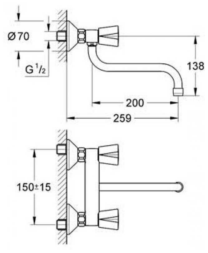 Смеситель для раковины (умывальника) Grohe Costa L 31187001, вентильный фотография 6