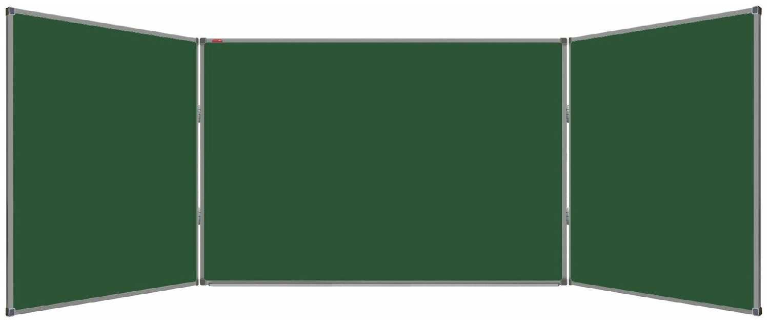 Доска школьная магнитно-меловая 120х350 BoardSYS, трехэлементная зеленая фотография 1