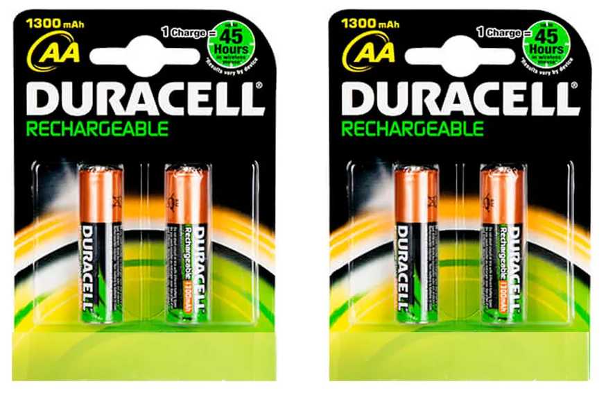 Аккумуляторы DURACELL HR6, аккумуляторные батарейки AA Ni-MH 1300mAh 4шт