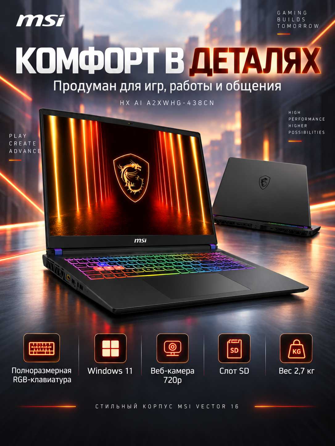 Ноутбук MSI Vector 16 HX AI A2XWHG фотография 3
