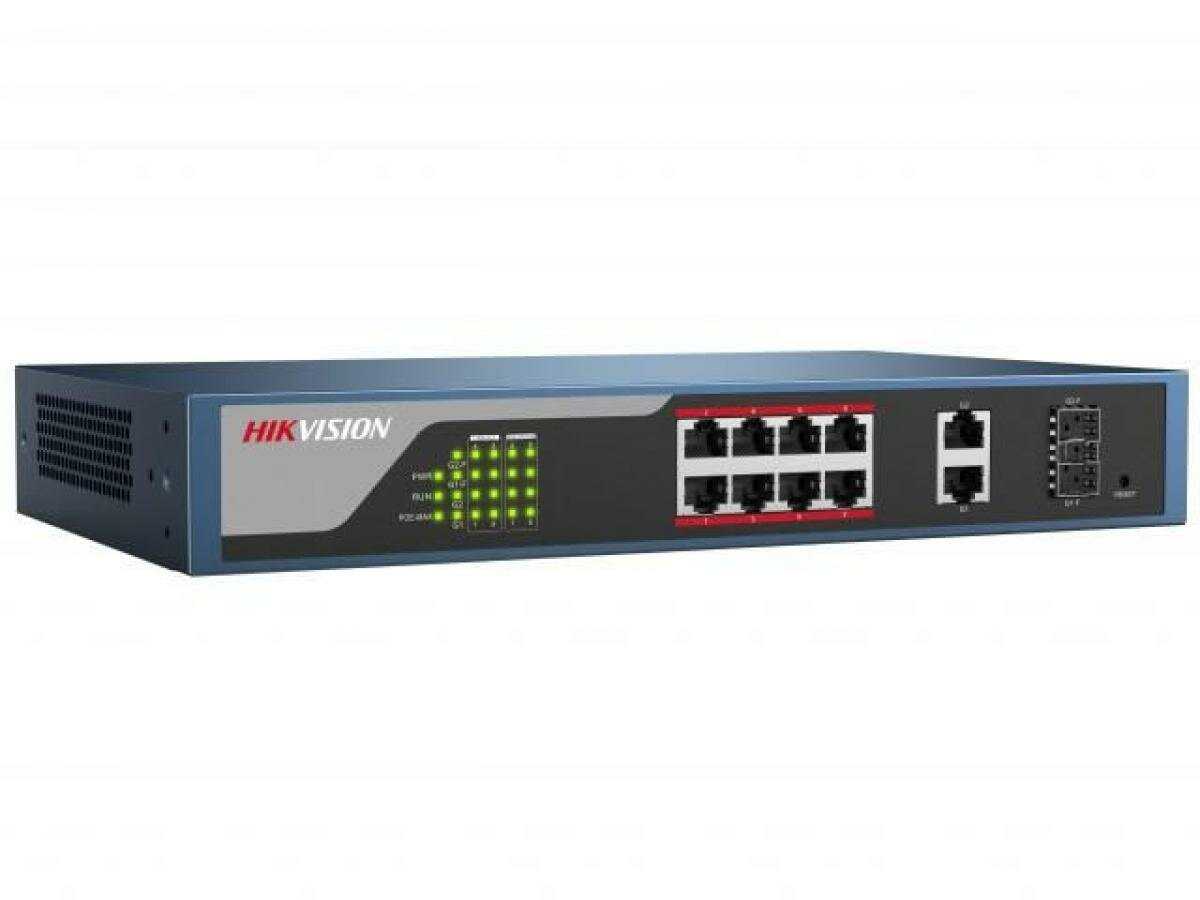 Коммутатор HIKVISION Hikvision DS-3E1310P-EI/M (L2) 8x100Мбит/с 2SFP 123W фотография 2