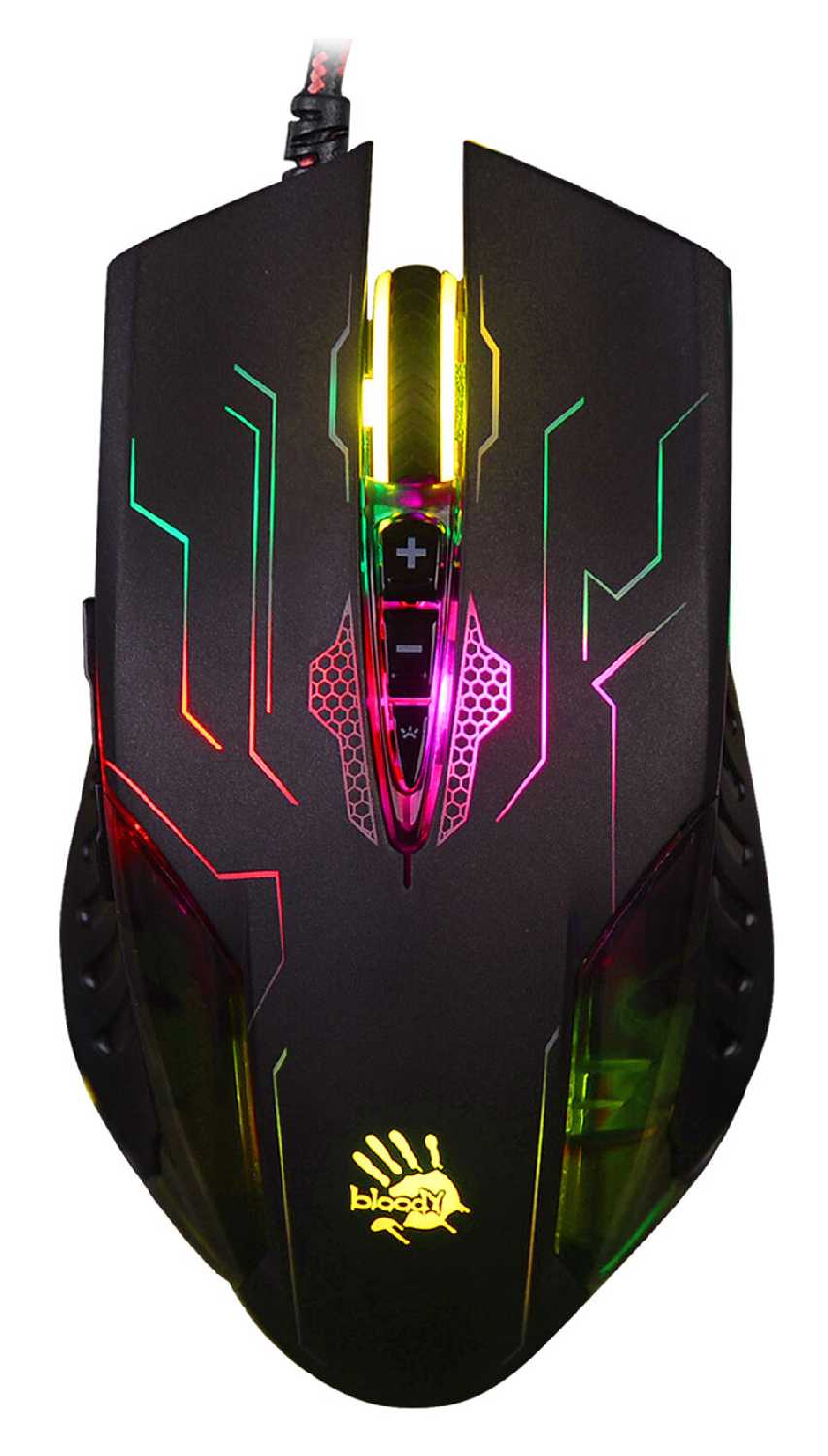 Мышь A4TECH Bloody Q51, игровая, оптическая, проводная, USB, черный и рисунок фотография 2