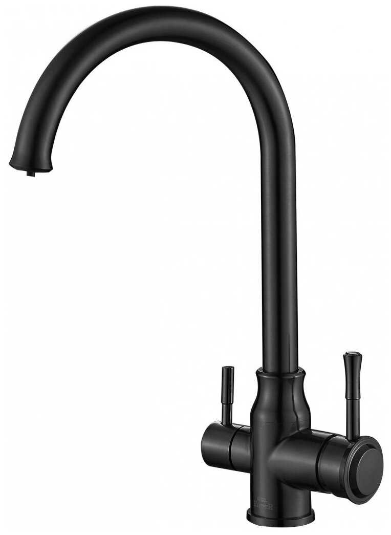 Смеситель для кухни (мойки) STEEL HAMMER SH 763 INOX GRAFIT PVD, нажимной