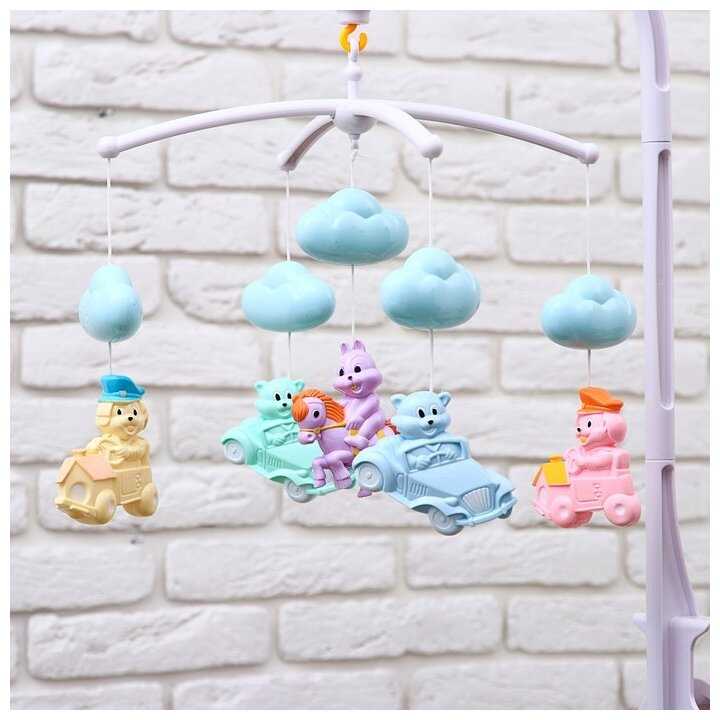 Мобиль музыкальный «Облака. Машинки», работает от батареек фотография 1