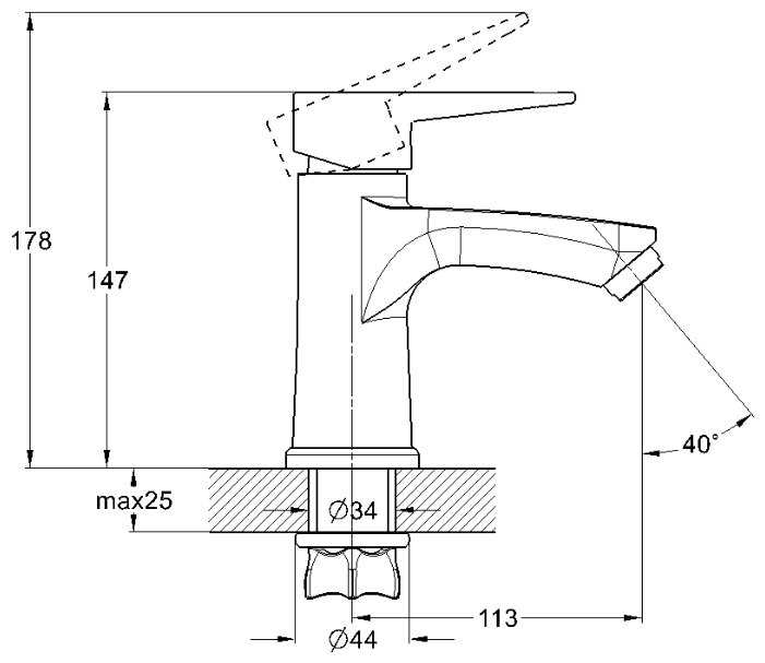 Смеситель для раковины (умывальника) G-lauf NUD1-A045KT, рычажный фотография 1