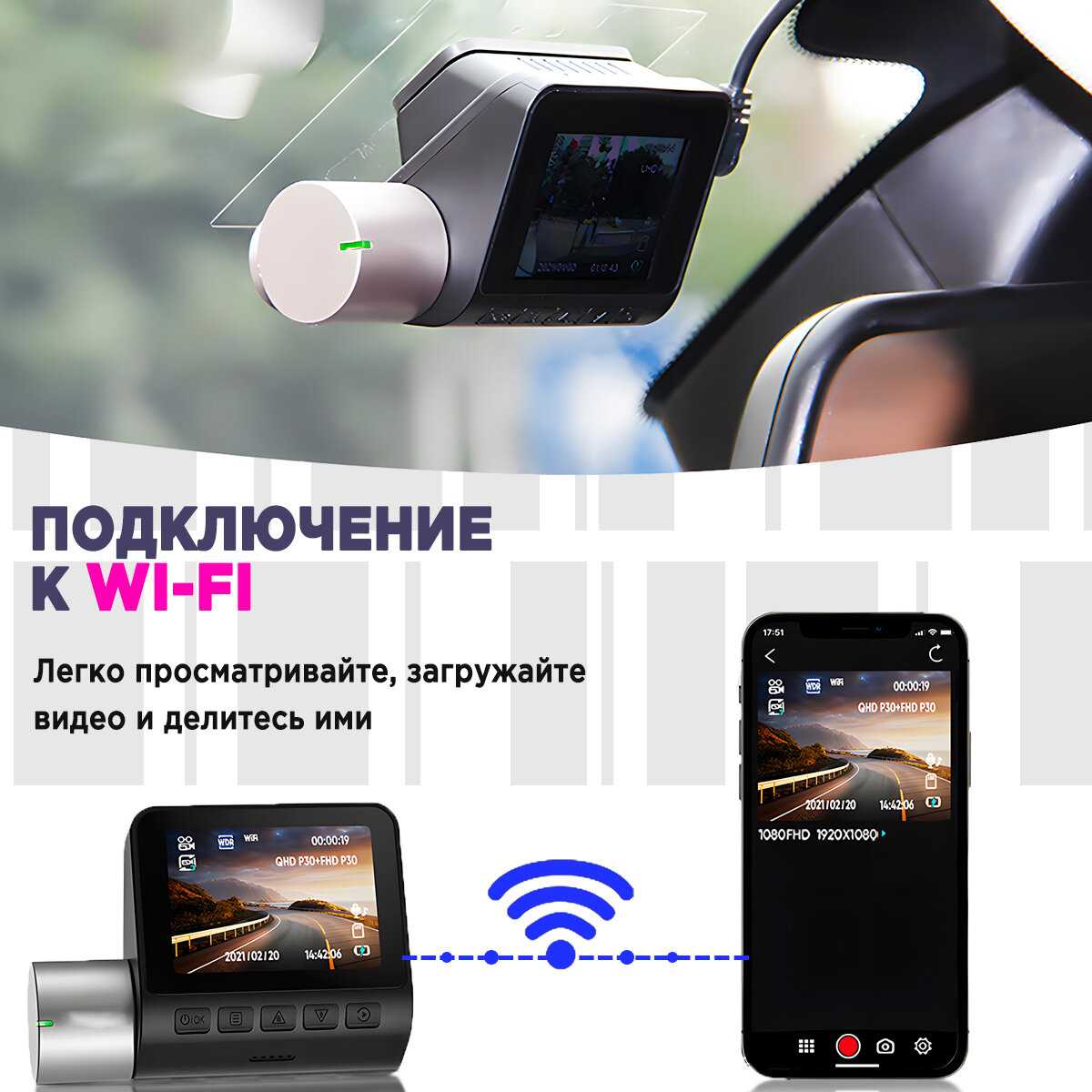 Автомобильный видеорегистратор KIBERLI LI 2 64 Гб WI-Fi датчик движения G-сенсор фотография 3
