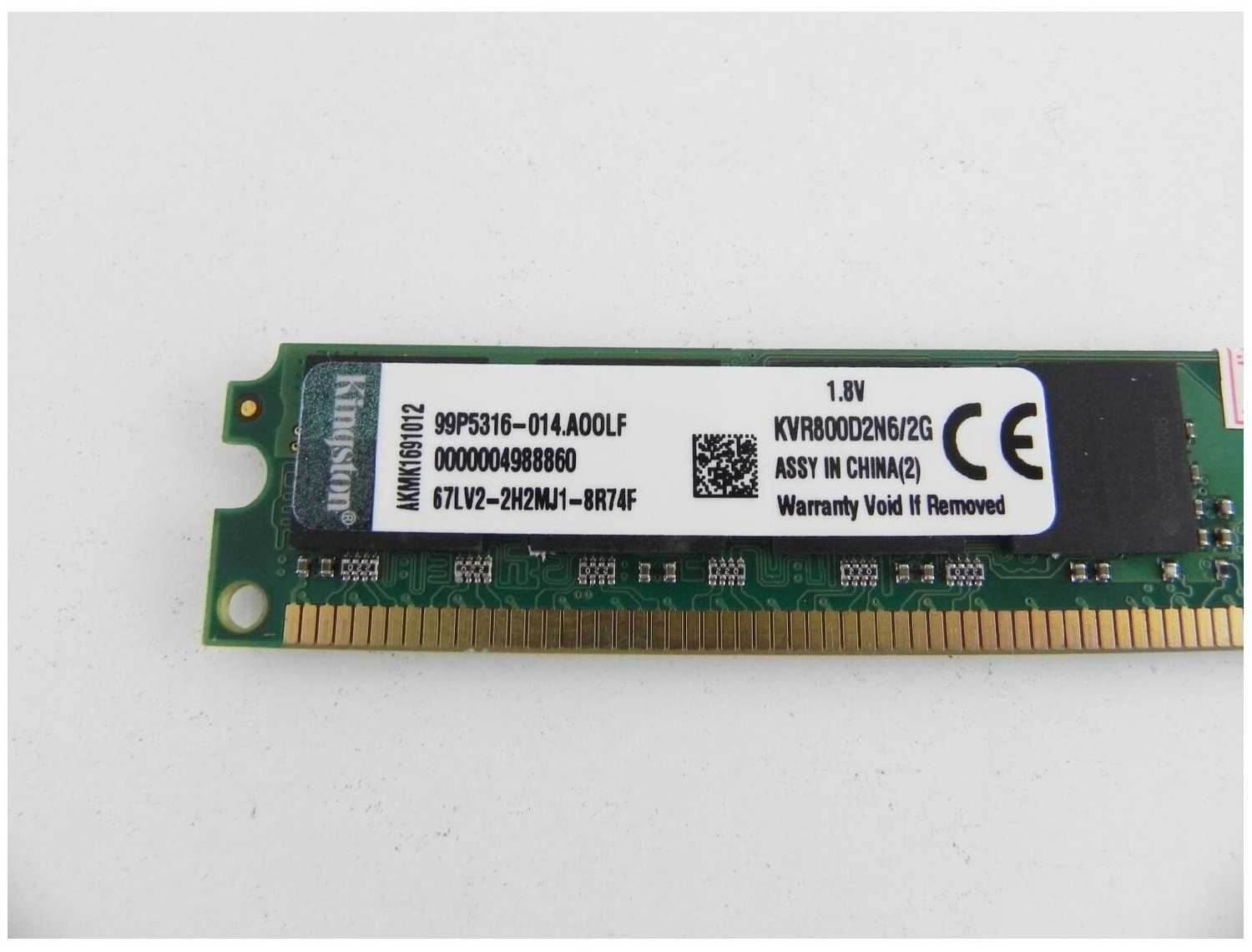 Оперативная память Kingston ValueRAM 2 ГБ DDR2 800 МГц DIMM CL6 KVR800D2N6/2G фотография 4
