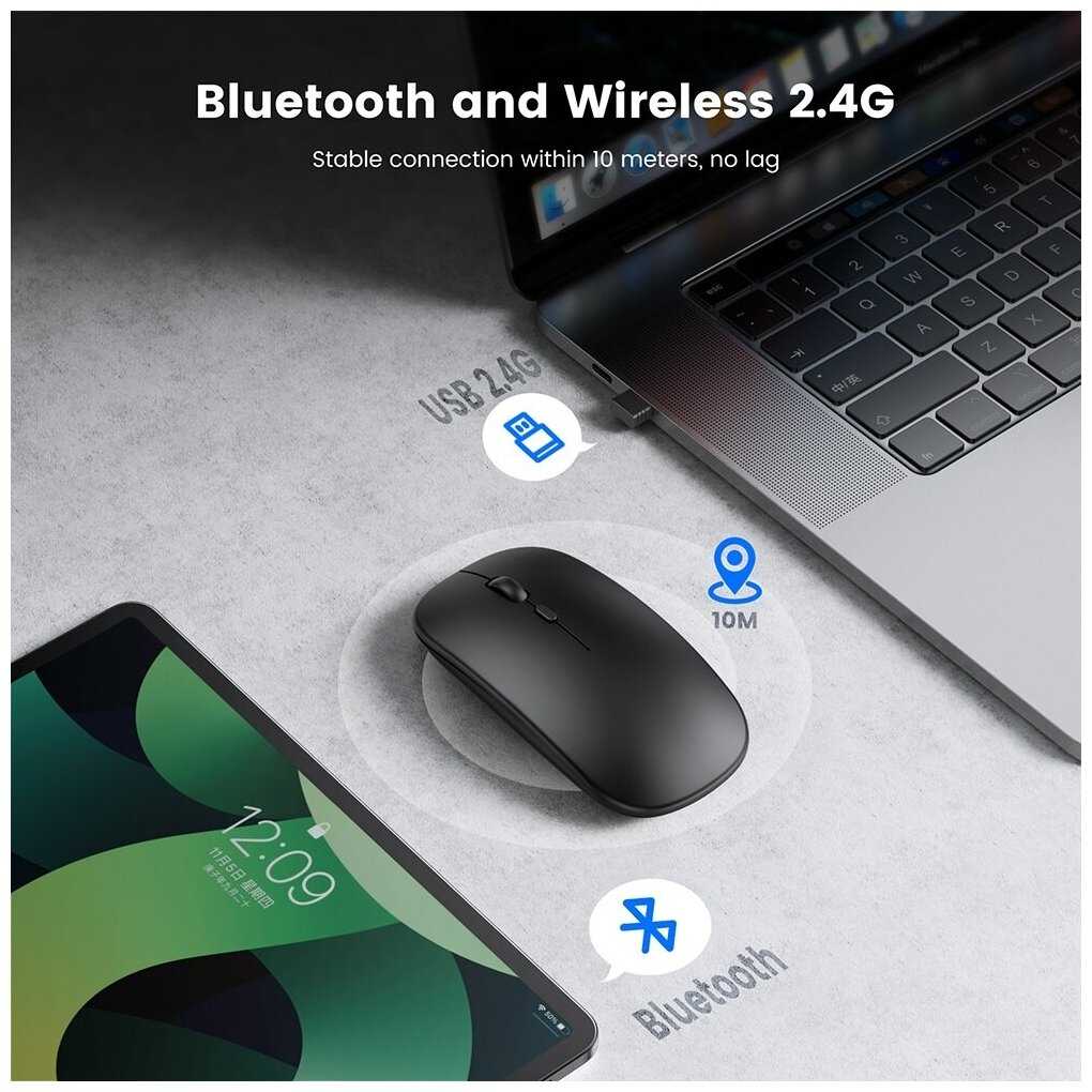 Беспроводная перезаряжаемая Bluetooth + Wireless мышь Booox фотография 4