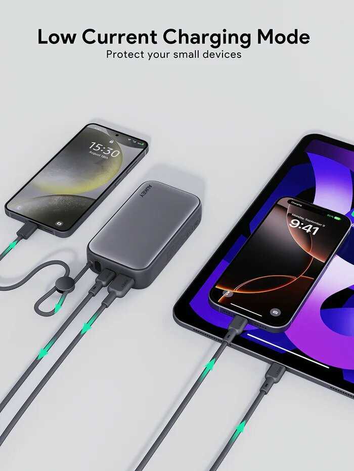 Внешний аккумулятор Aukey Spark Sling [PB-Y47, 10000 мАч, 30 Вт, с дисплеем, с встроенным кабелем Type-C] фотография 5