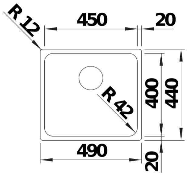 Врезная кухонная мойка Blanco Solis 450-U, 44х49см, нержавеющая сталь фотография 2