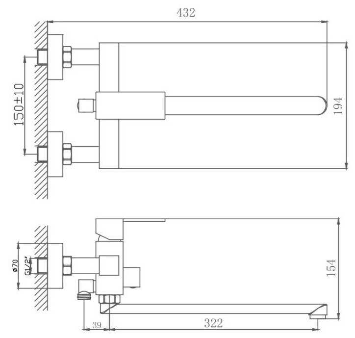 Смеситель для ванны и душа HAIBA HB22803 фотография 7