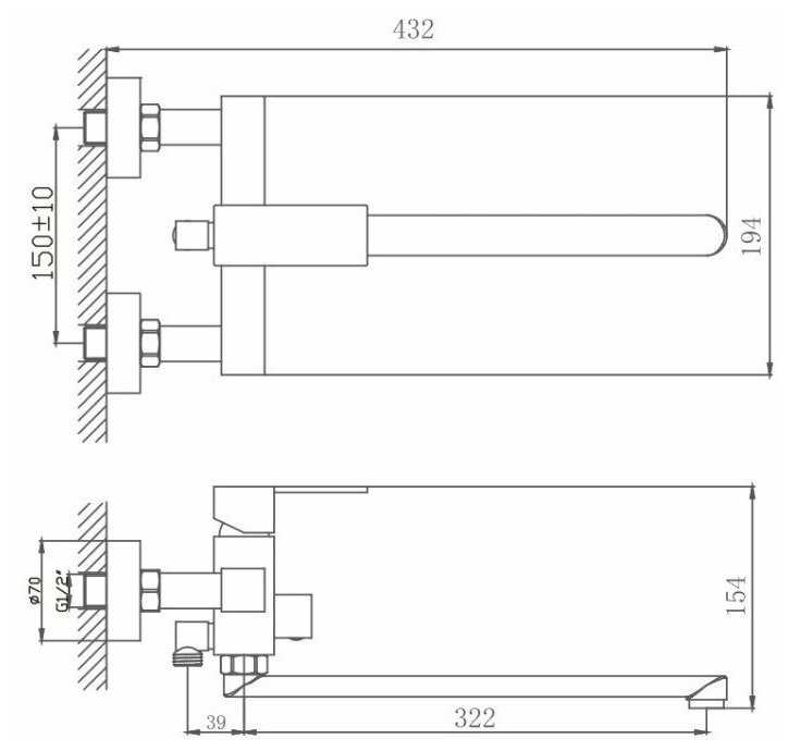 Смеситель для ванны и душа HAIBA HB22803 фотография 8