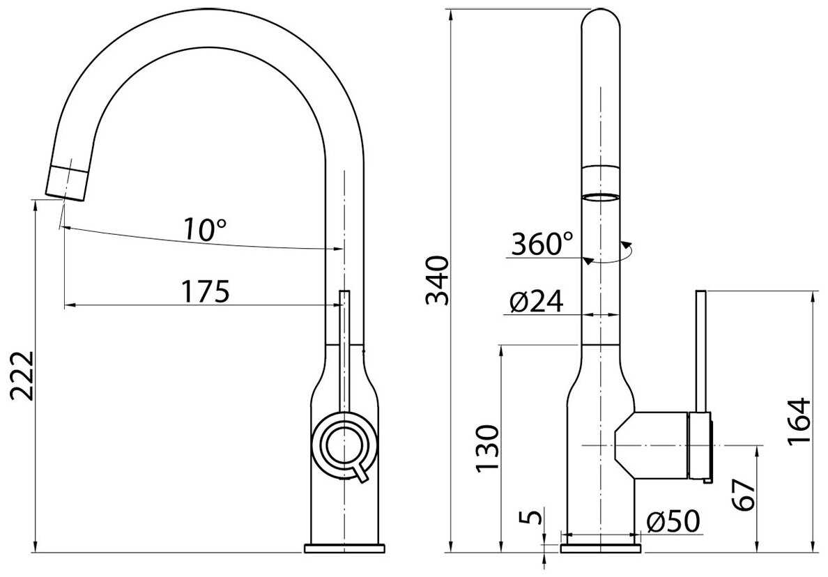 Смеситель для кухни (мойки) Elghansa 56B2013 однорычажный с поворотным изливом, нержавеющая сталь, хром фотография 6