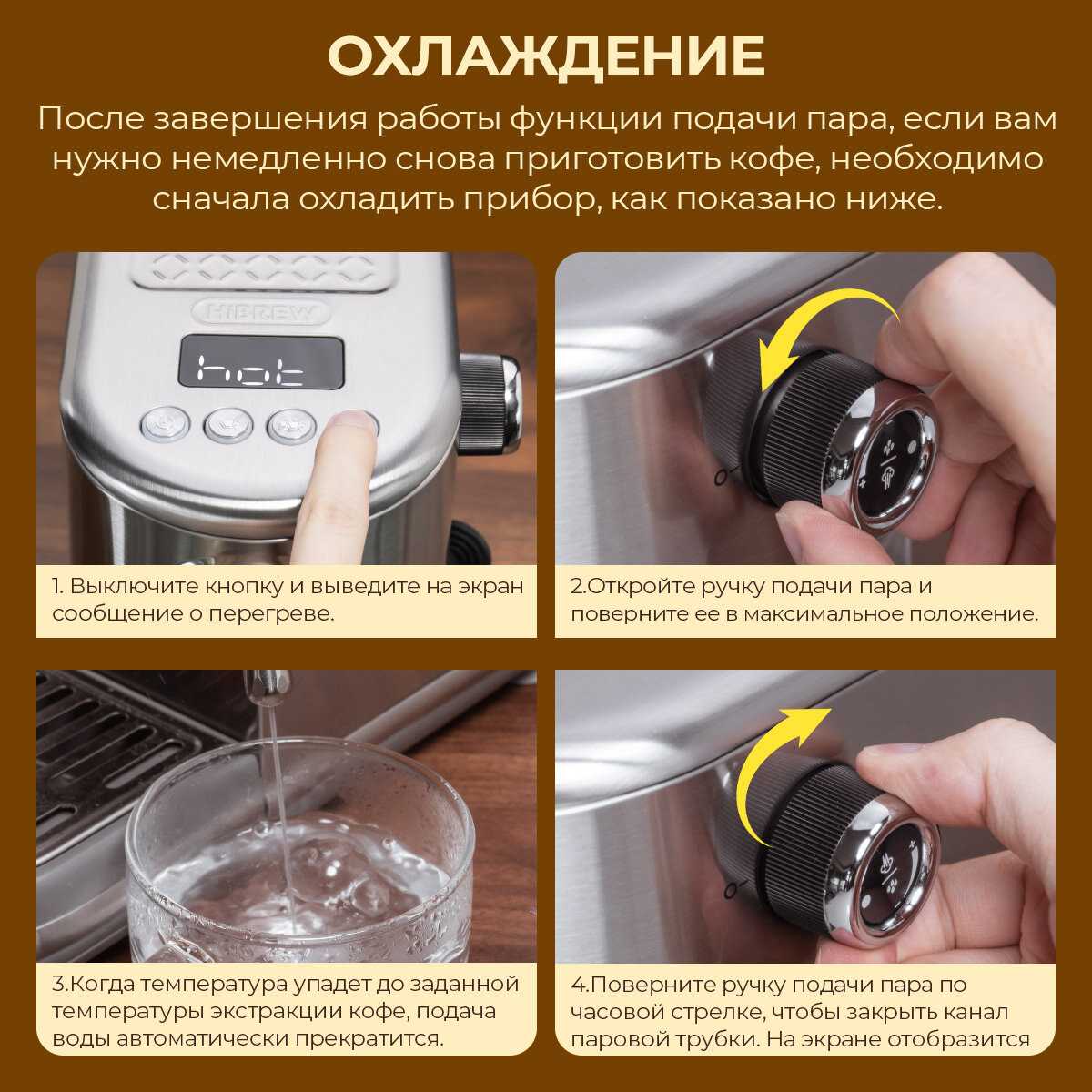 Полуавтоматическая кофемашина для эспрессо HiBREW H10B 20Bar (EAC-сертификат) фотография 12