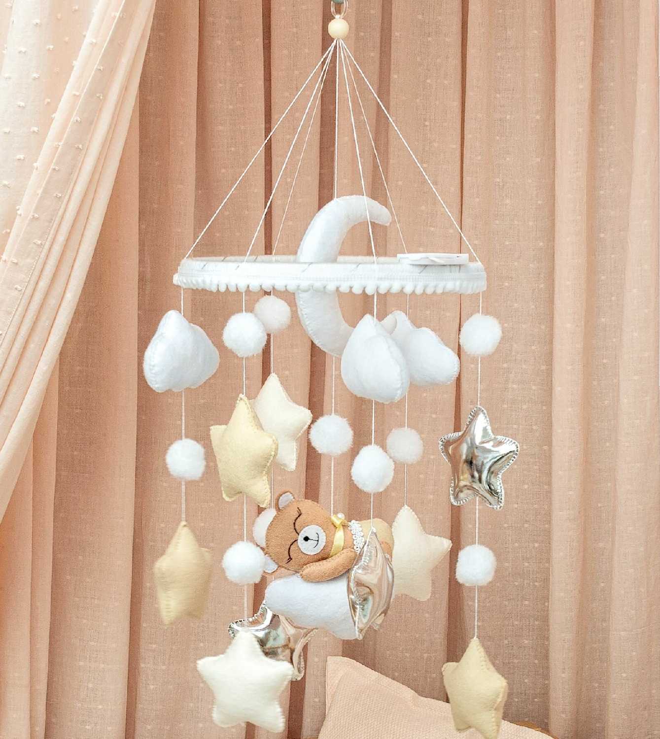 Мобиль в кроватку для новорожденных с подсветкой фотография 3