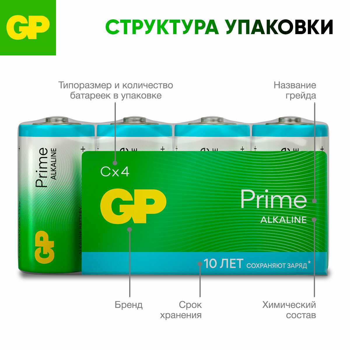 GP Батарейки С алкалиновые (Prime Alkaline) фотография 5