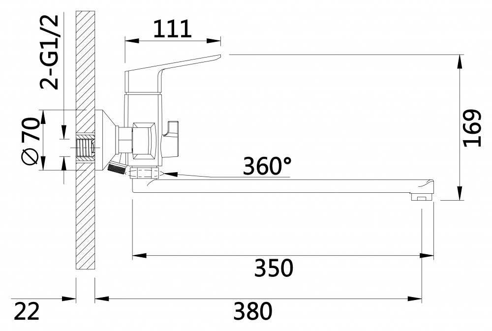 Смеситель для ванны Hansen H22035 фотография 2