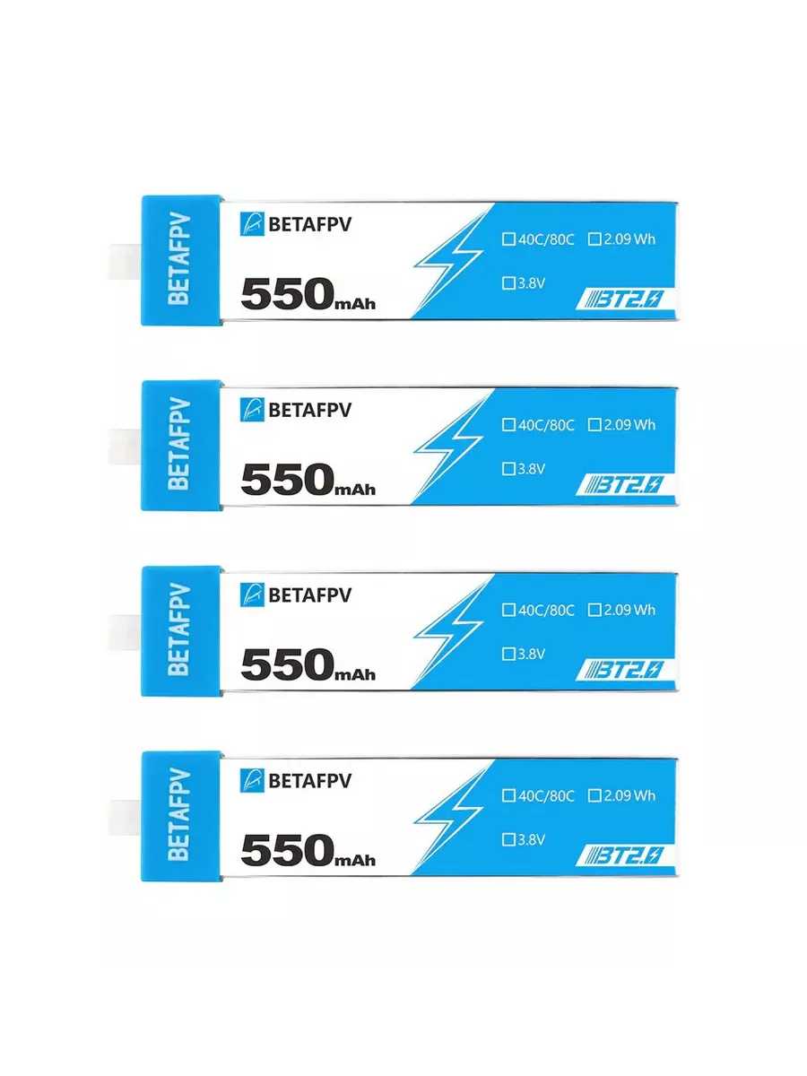 Аккумуляторы BETAFPV 550мАч 1S 40C LiHV BT2.0 (4 шт.) фотография 1