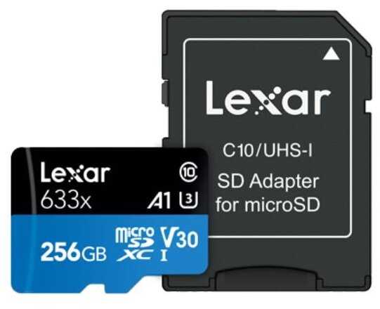Карта памяти Lexar microSDXC Class 10 UHS-I U3 A1 V30 633x 256GB + SD adapter фотография 2