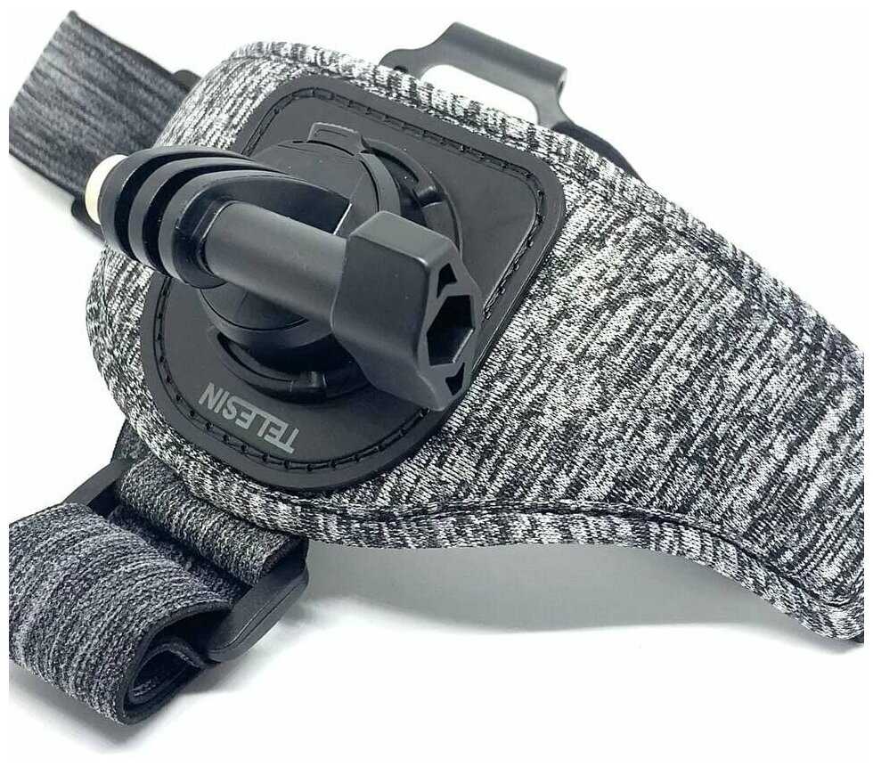 Двойное крепление на голову для GoPro, DJI, Osmo серого цвета TELESIN HEAD STRAP фотография 2
