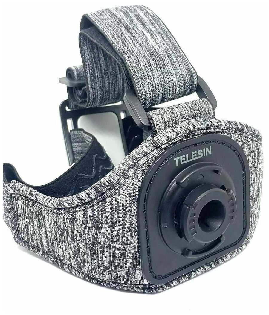 Двойное крепление на голову для GoPro, DJI, Osmo серого цвета TELESIN HEAD STRAP фотография 3