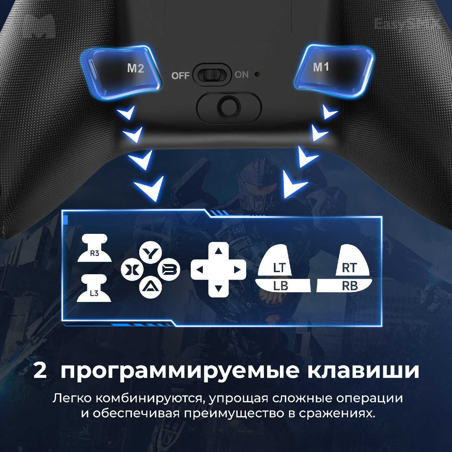 Беспроводной геймпад EasySMX X15 с RGB подсветкой / датчики Холла на триггерах/стиках (VG-C448) фотография 7