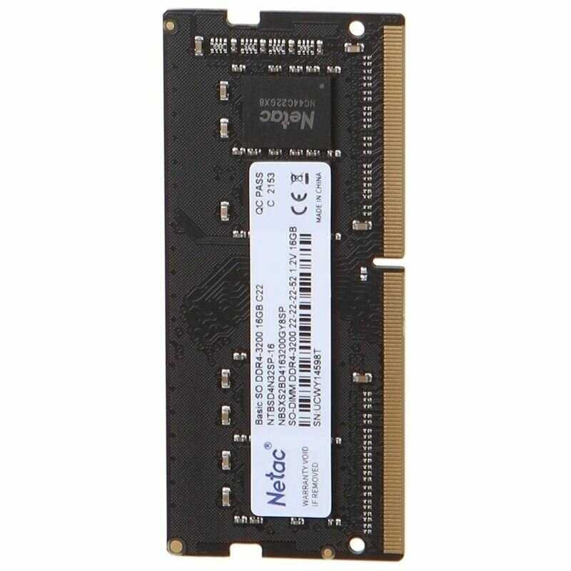 Оперативная память Netac Basic 16 ГБ DDR4 SODIMM CL22 (NTBSD4N32SP-16) фотография 12