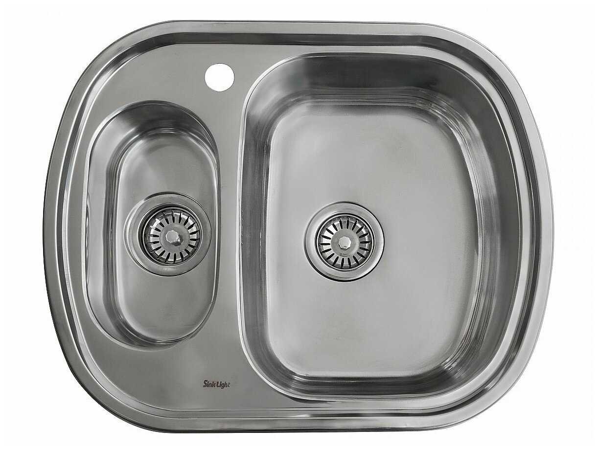 Мойка кухонная врезная из нержавеющей стали SINKLIGHT N 6049 L 0.8/180 1.5P глянец