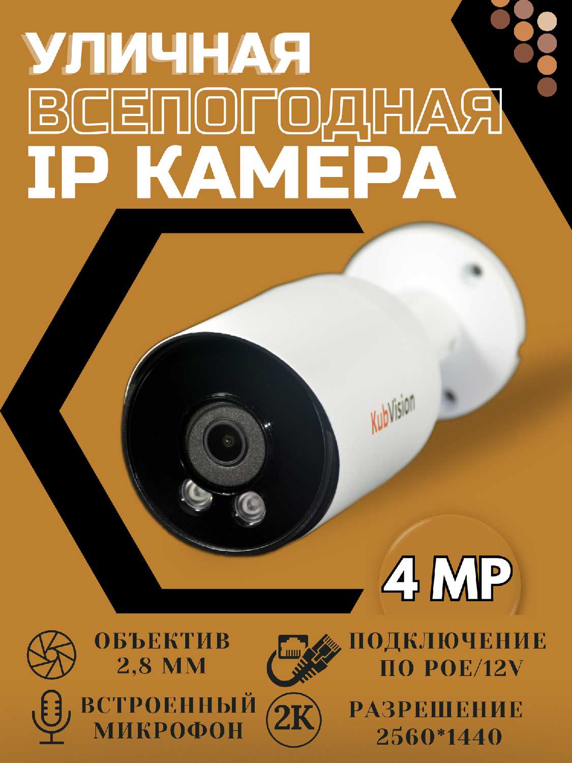 Уличная камера видеонаблюдения IP c POE с микрофоном
