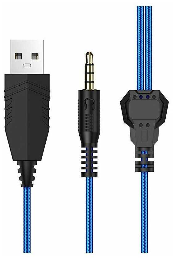 Гарнитура Borofone BO101 Racing, LED-подсветка, игровая, кабель 2 м, синий фотография 4