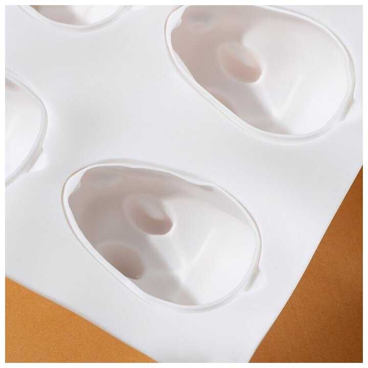 Форма для выпечки и муссовых десертов KONFINETTA «Кролик», 29×17,2×4,3 см, 6 ячеек, ячейка 8,5×5,5, силикон, цвет белый фотография 3