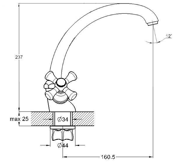 Смеситель для кухни (мойки) G-lauf QTZ4-B827, вентильный фотография 1