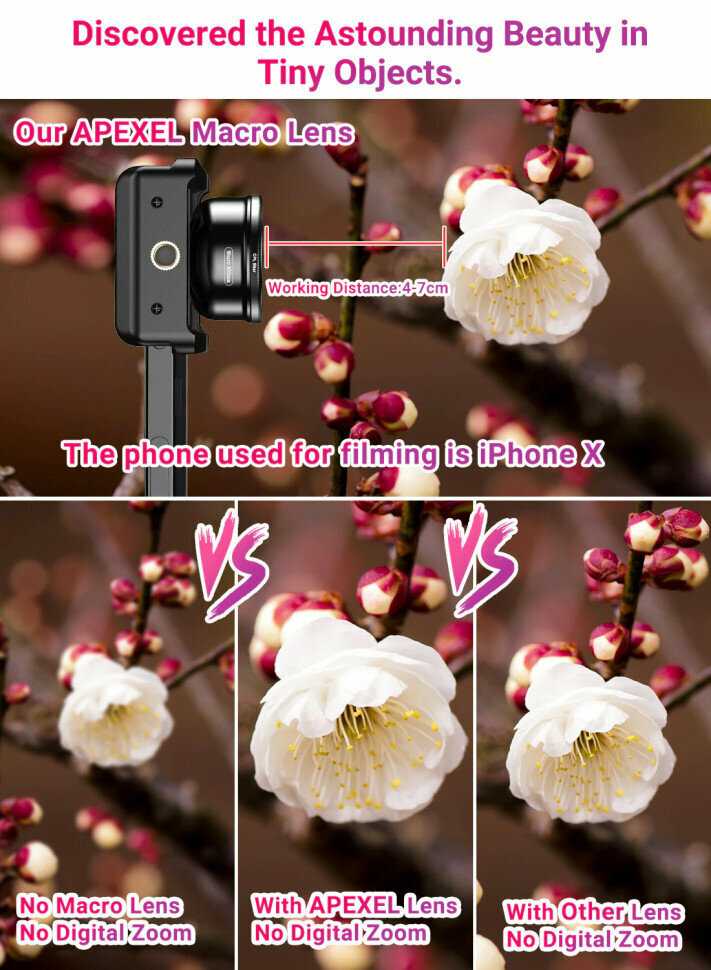 Объектив Apexel 100mm Macro Kit (CPL-фильтр, крепление для смартфонов) фотография 8