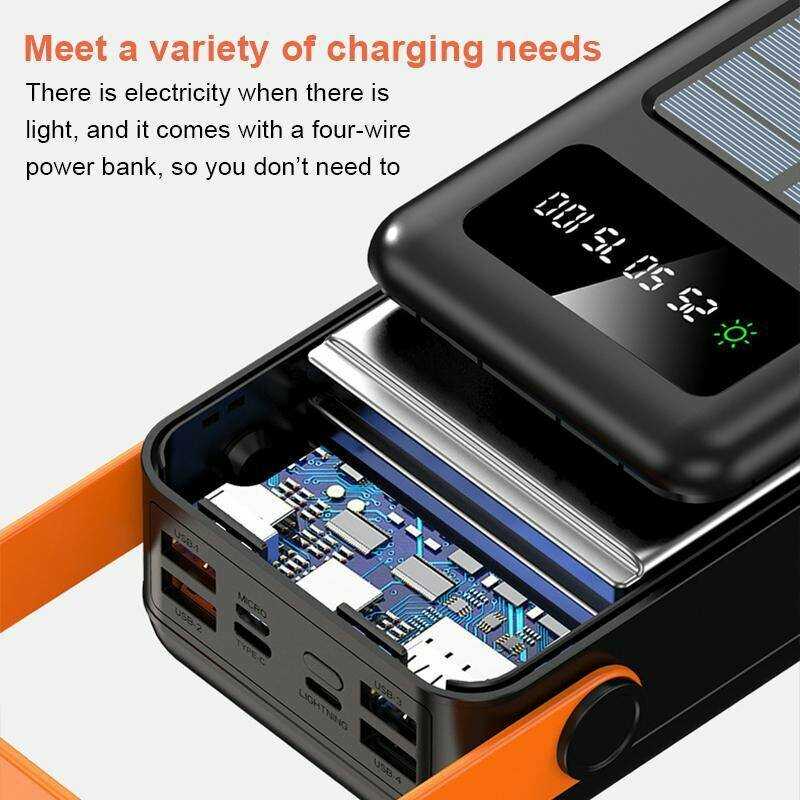Внешний аккумулятор Powerbank 50000 mAh с солнечной батареей фотография 13