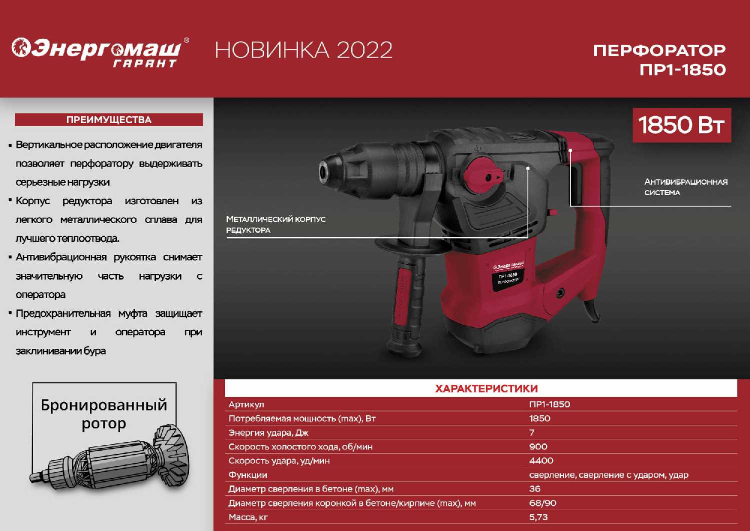 Перфоратор Энергомаш Гарант ПР1-1700