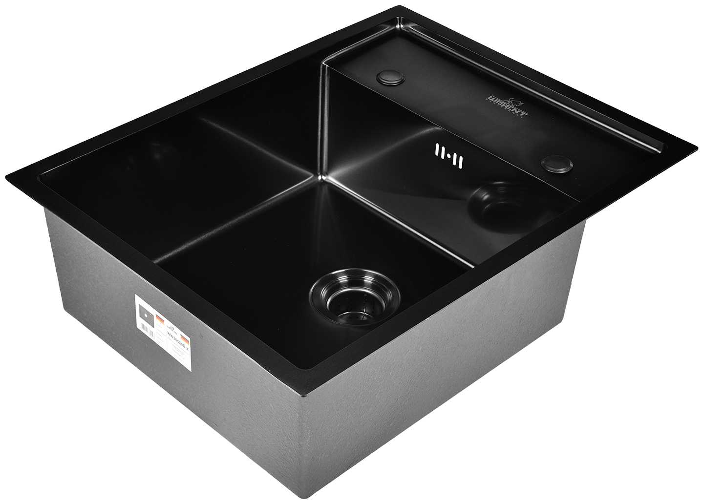 Комплект кухонная мойка из нержавеющей стали WISENT 6550B-X с PVD покрытием (65х50см) с дозатором. фотография 2