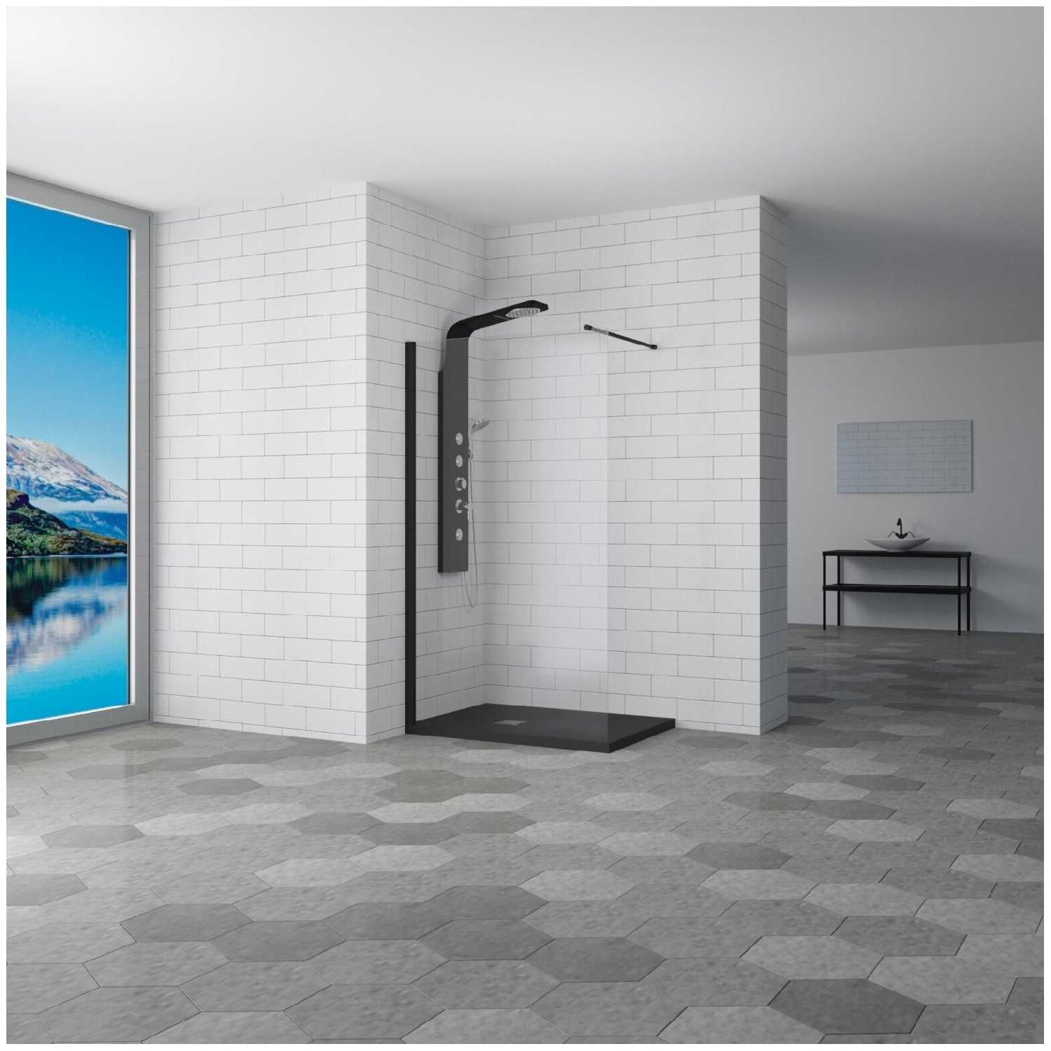 Душевая перегородка RGW Walk In WA-010B 90x195 профиль чёрный, стекло матовое-сатинат