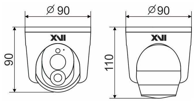 AHD/TVI/CVI/CVBS камера XVI XC9404BIM-IR (3.6мм), 2Мп, OSDменю, ИК подсветка фотография 3