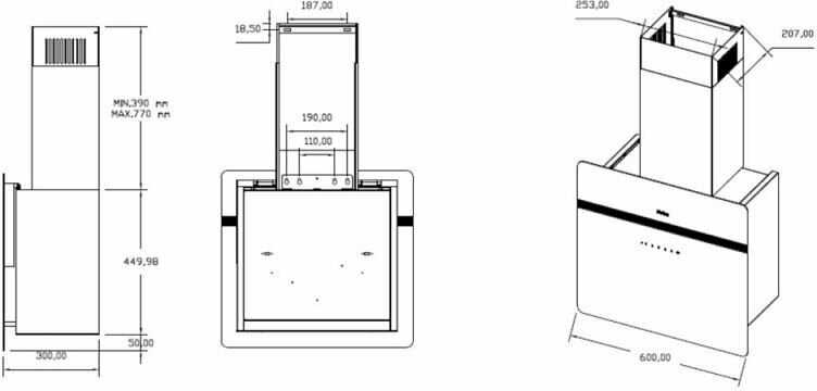 Вертикальная вытяжка Korting KHC 69131 GXW (60 см) фотография 3