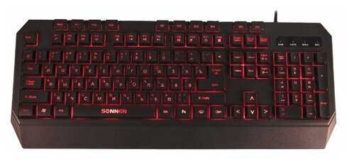 Клавиатура проводная игровая SONNEN KB-7700, USB, 104 клавиши + 10 программируемых клавиш, RGB, черная, 513512, 513512 фотография 9