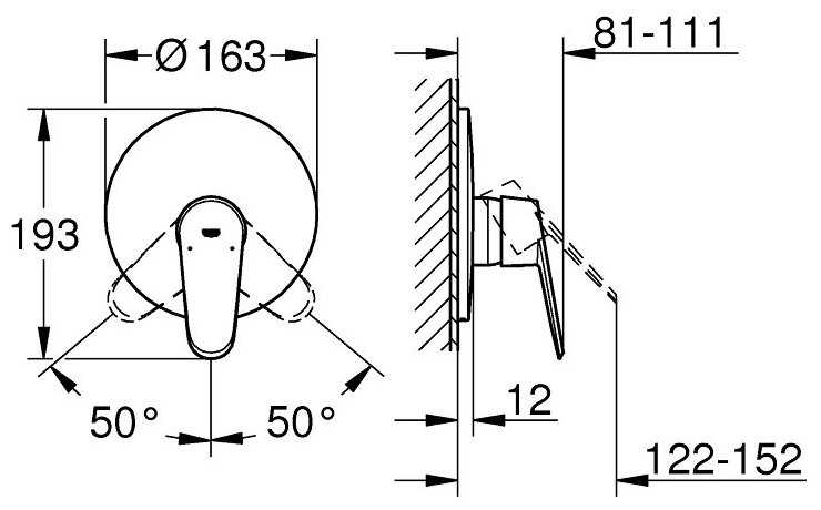 Смеситель для душа Grohe Eurodisc Cosmopolitan 19549LS2 + 35 501 000, рычажный фотография 2