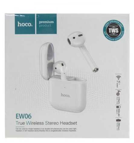 Наушники HOCO EW06 True wireless BT headset, беспроводные, Bluetooth, 350 мАч, белый фотография 14
