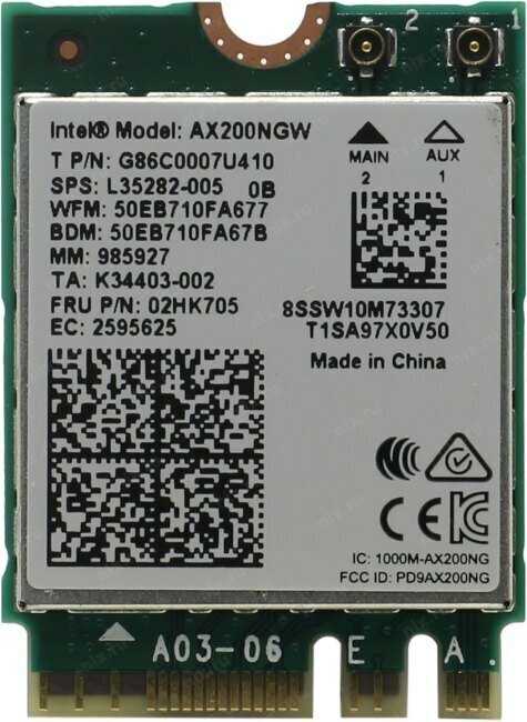 Адаптер WiFi 6 Intel AX200NGW (M.2, N, AC, AX, 2.4 Gbps, 2.4/5Ghz) фотография 3