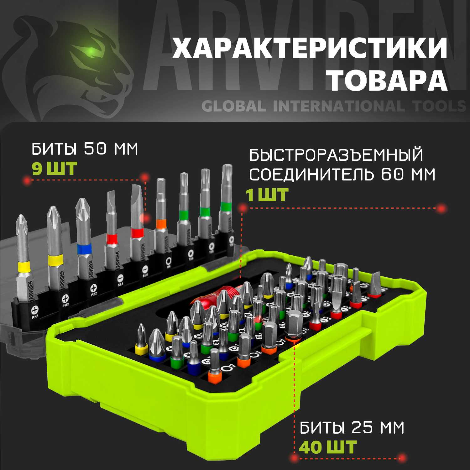 Набор бит ARVIDEN Набор бит 50 шт. (ARVIDEN S2)