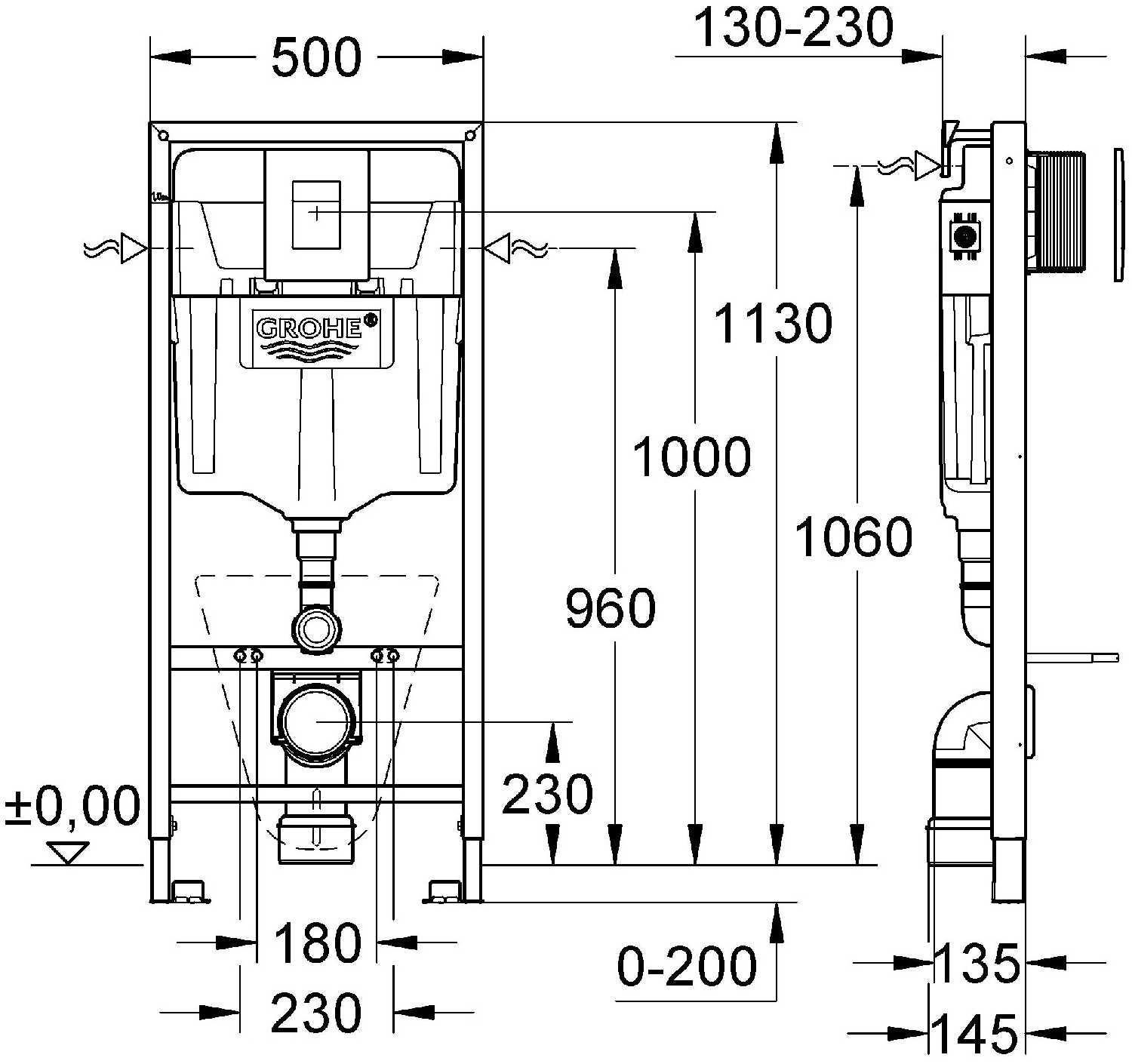 Рамная инсталляция Grohe Rapid SL (38827000) фотография 4