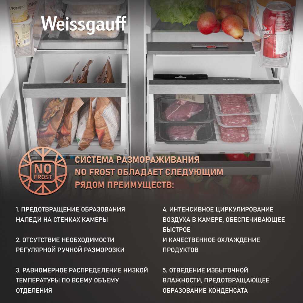 Отдельностоящий холодильник Weissgauff WSBS 450 XNF фотография 3