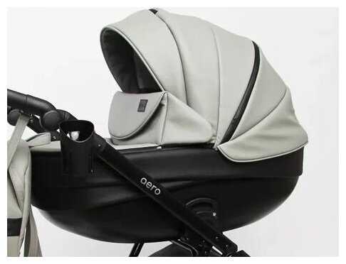 Коляска детская Peppy Aero 2 в 1 (12) Black экокожа/ серая экокожа фотография 2